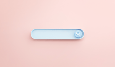 blue search bar on pink background depicting web search 
